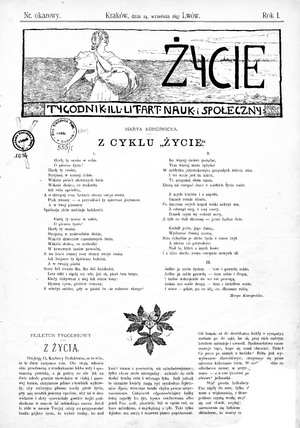 Życie tygodnik Rok I Nr 01 (1897) okładka.png