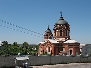 Борисо-Глібський монастир, вид монастиря з шосе Харків-Зміїв