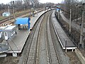 Northwest-bound passenger platforms at Kyiv-Volynskyi with ticket box and turnstiles