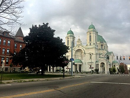 Our Lady of Victory Basilica as seen coming down South Park Avenue from the direction of the Botanical Gardens.