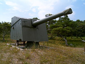 15,2 cm kanon m/98 som fast kustartilleri i Fårösund.