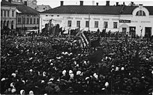General strike meeting in Pori, Finland, October 1905. 1905 General Strike in Pori.jpg