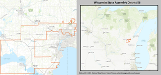 <span class="mw-page-title-main">Wisconsin's 56th Assembly district</span> American legislative district in east-central Wisconsin