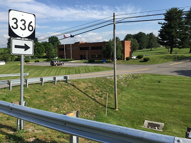 File:2017-06-13 09 20 01 View north along Virginia State Route 336 at Lee Highway (Virginia State Secondary Route F-043) at the State Police Fourth Division Headquarters in Wythe County, Virginia.jpg