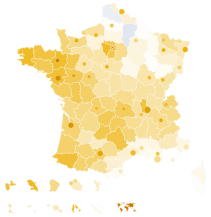 Vote share by department and by large city