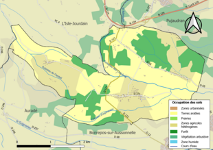 Mapa de colores que muestra el uso de la tierra.