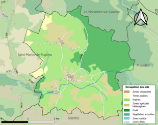 Barevná mapa znázorňující využití půdy.