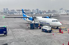 ATR 72-500 of TAG Airlines, Guatemala's flag carrier at La Aurora International Airport. ATR 72-500 TAG Airlines La Aurora Int Airport.jpg