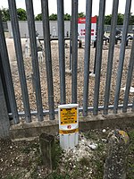 A plastic LTS gas marker post in the UK.