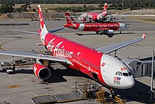 An AirAsia X aircraft at Perth Airport AirAsia variety at Perth Airport.jpg