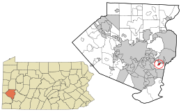 Ubicación en el condado de Allegheny y el estado estadounidense de Pensilvania.