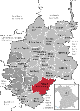 Läget för Altdorf bei Nürnberg i Landkreis Nürnberger Land