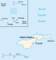 Map showing American Samoa islands in the South Pacific