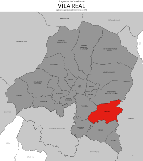 Localização no município de Vila Real