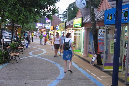 The beachfront shopping district