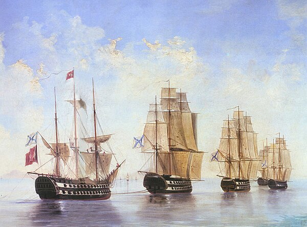 Russian Fleet after the Battle of Athos, by Aleksey Bogolyubov (1824–96)