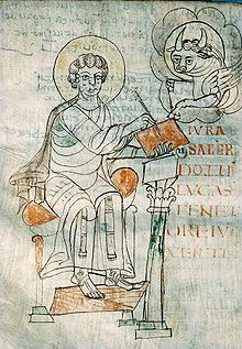 Representation of Luke the apostle with his symbolism Autun ms5 94v.jpg