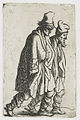 Two Beggars Tramping towards the Right label QS:Len,"Two Beggars Tramping towards the Right" label QS:Lnl,"Twee zwervers, naar rechts gewend" . circa 1631 date QS:P,+1631-00-00T00:00:00Z/9,P1480,Q5727902 . etching print. 9.3 × 6 cm (3.6 × 2.3 in). Various collections.