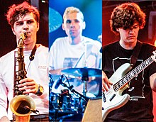 BadBadNotGood performing in Germany in 2017. From left to right: Leland Whitty, Alexander Sowinski, Chester Hansen,