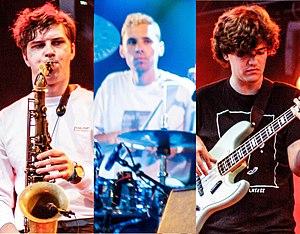 BadBadNotGood performing in Germany in 2017. From left to right: Leland Whitty, Alexander Sowinski, Chester Hansen