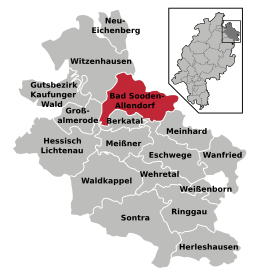 Läget för Bad Sooden-Allendorf i Werra-Meissner-Kreis