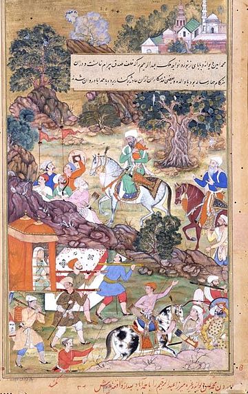 File:Bairam Khan's widow and child are escorted to Ahmedabad, Akbarnama.jpg