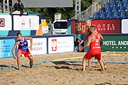 Deutsch: Beachhandball Europameisterschaften 2019 (Beach handball Euro); Tag 1: 2. Juli 2019 – Männer, Vorrunde Gruppe D, Polen-Schweden 2:1 (18:10, 15:9; 8:6) English: Beach handball Euro; Day 1: 2 July 2019 – Men Preliminary Round Group D – Poland-Sweden 2:1 (18:10, 15:9; 8:6)