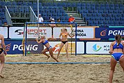 Deutsch: Beachhandball Europameisterschaften 2019 (Beach handball Euro); Tag 5: 6. Juli 2019 – Frauen, Halbfinale, Ungarn-Niederlande 2:0 (19:16, 15:12) English: Beach handball Euro; Day 5: 6 July 2019 – Semifinal Women – Hungary-Netherlands 2:0 (19:16, 15:12)