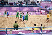 Deutsch: Beachhandball bei den Olympischen Jugendspielen 2018; Tag 6, 12. Oktober 2018; Jungen, Platzierungssspiel Ränge 5-6 – Thailand-Ungarn 0:2 English: Beach handball at the 2018 Summer Youth Olympics at 12 October 2018 – Boy's Placement Match 5-6 – Thailan-Hungary 0:2