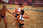 Deutsch: Beachhandball bei den Olympischen Jugendspielen 2018; Tag 5, 10. November 2018; Mädchen, Hauptrunde - Kroatien-Niederlande 1:2 English: Beach handball at the 2018 Summer Youth Olympics at 11 October 2018 – Girls Main Round – Croatia-Netherlands 1:2