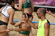 Deutsch: Beachhandball bei den Olympischen Jugendspielen 2018; Tag 3, 9. Oktober 2018; Mädchen, Vorrunde, Gruppe A - Kroatien-Ungarn 0:2 English: Beach handball at the 2018 Summer Youth Olympics at 9 October 2018 – Girls Preliminary Round Group A‎ – Croatia-Hungary 0:2