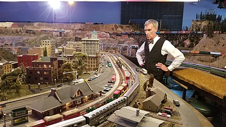 A model railway in Pasadena, California. Bill Nye is also pictured.