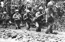 Marines trudge forward through calf-deep mud on the Numa Numa Trail, Bougainville--November 1943 Bougainville-mud.jpg