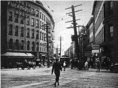 Broadway looking south, the Plaza would soon be on the left