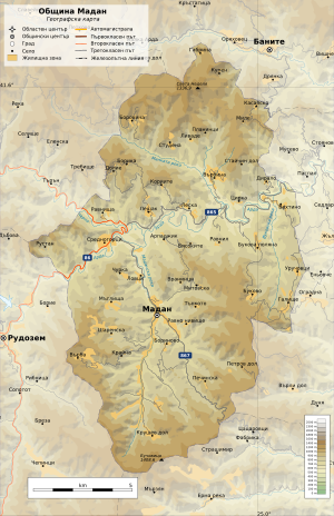 Община Мадан на карте