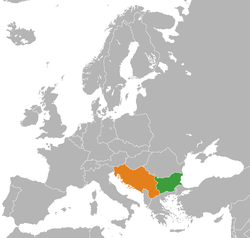 Peta yang menunjukkan lokasi dari Republik Rakyat Bulgaria, dan Yugoslavia