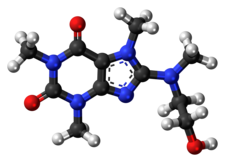 Kuličkový model molekuly cafaminolu