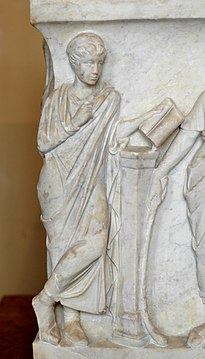 Calliope (siglo II d. C., sarcófago de la vía romana Ostiensis, ahora en el Louvre)