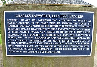Charles Lapworth plaque at Madras College Charles Lapworth plaque, Madras College, St. Andrews.jpg