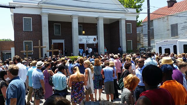 A prayer vigil at Morris Brown African Methodist Episcopal Church