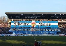 De Phönix Sons, supporters van Karlsruher SC in Duitsland, een club vlakbij Straatsburg.