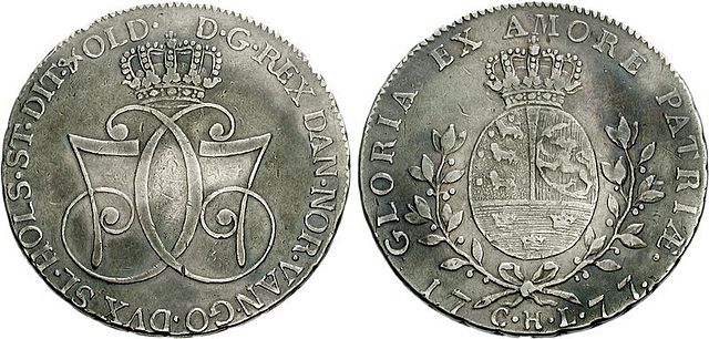 Speciedaler of Denmark, bearing the double C7 monogram of Christian VII