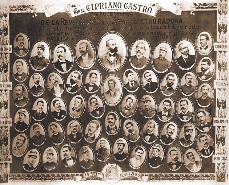 File:Cipriano Castro, su estado mayor, jefes y oficiales 1899.jpg