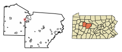 Location of Falls Creek in Clearfield County, Pennsylvania.