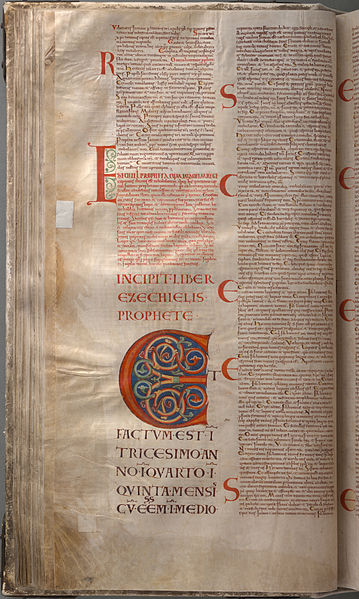 The beginning of the Book of Ezekiel in Latin from Codex Gigas, the largest extant medieval manuscript in the world (from early 13th century).