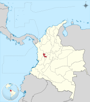 Locator map of Risaralda Department in Colombia.
