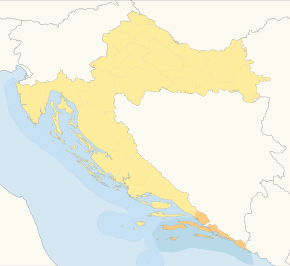 Harta cantonului Dubrovnik-Neretva în cadrul Croației