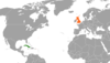 Location map for Cuba and the United Kingdom.