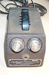 The DeArmond Tremolo Control manufactured by Rowe Industries was the first music effects unit DeArmond Tremolo Control.jpg