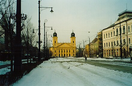 The Great Church of Debrecen in winter